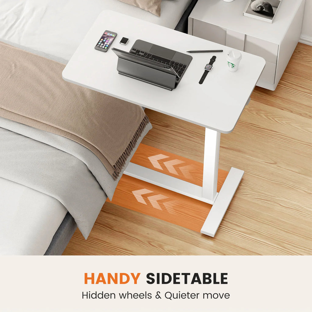 Overbed Table with Wheels — Adjustable Height Bedside & Sofa Desk