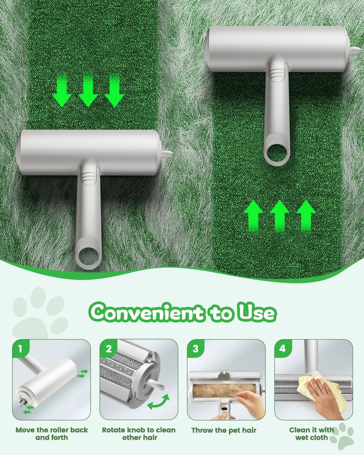 Reusable Pet Hair Remover for Couch, Carpet & Car Seats