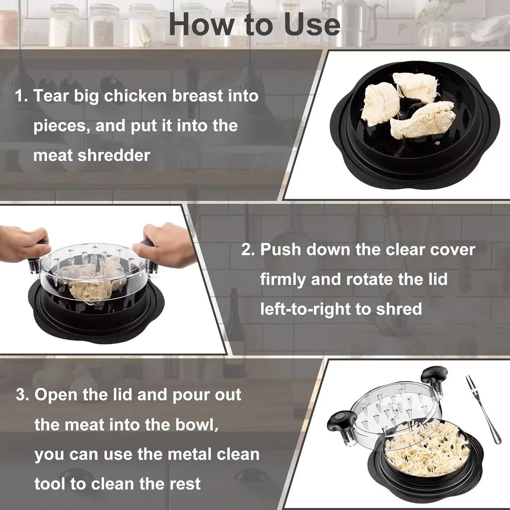 Large Chicken Shredder Tool – Twist Meat Shredder with Non-Slip Base, Bpa-Free