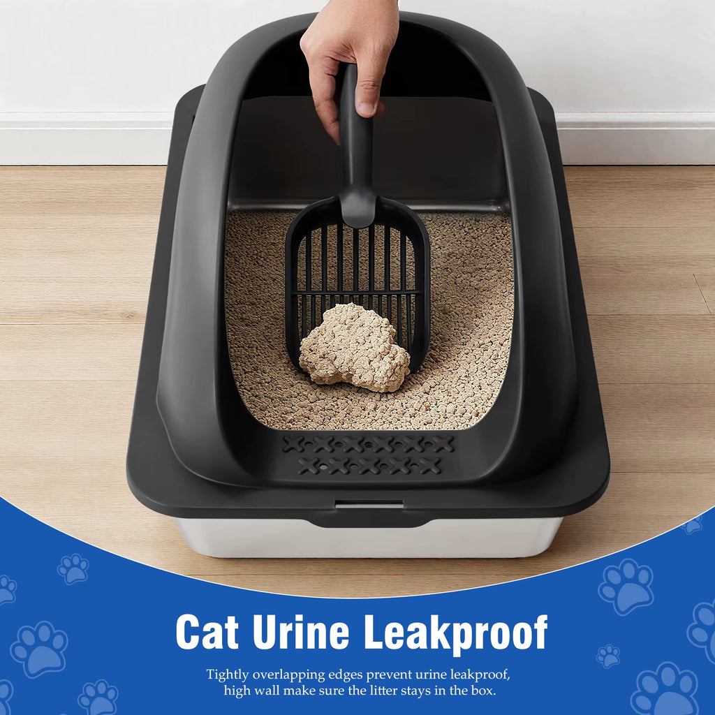 Stainless steel cat litter box with lid