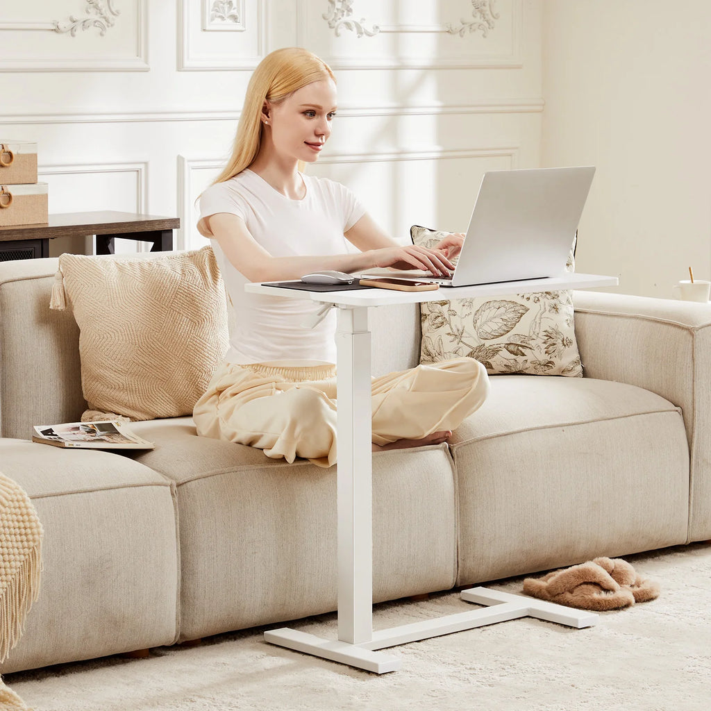 Overbed Table with Wheels — Adjustable Height Bedside & Sofa Desk