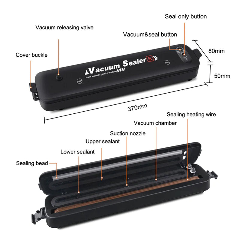 Automatic Vacuum Sealer Machine for Food Storage with Seal Bags