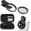 52Mm Professional Phone Camera Clip with Macro Lens CPL Star Variable ND Filter for All Smartphones Aluminum Alloy Thread - with CPL Filter,Round Hole