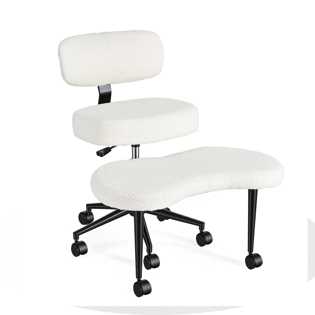 Teddy Fleece Armless Ergonomic Office Chair with Lumbar Support Rolling Swivel Multiple Combination Methods Office Chair