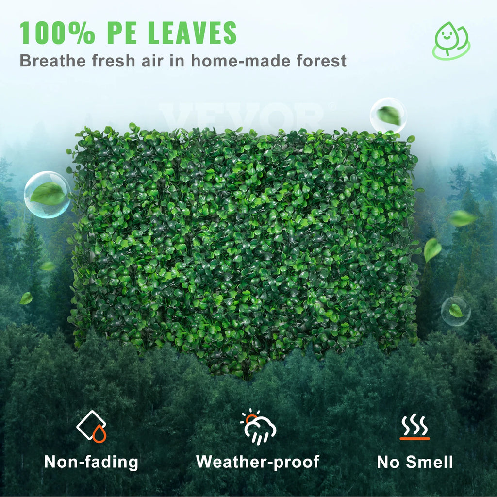 Artificial Boxwood Hedge Panels — 12-Pack, 10 × 10 In, UV Protected