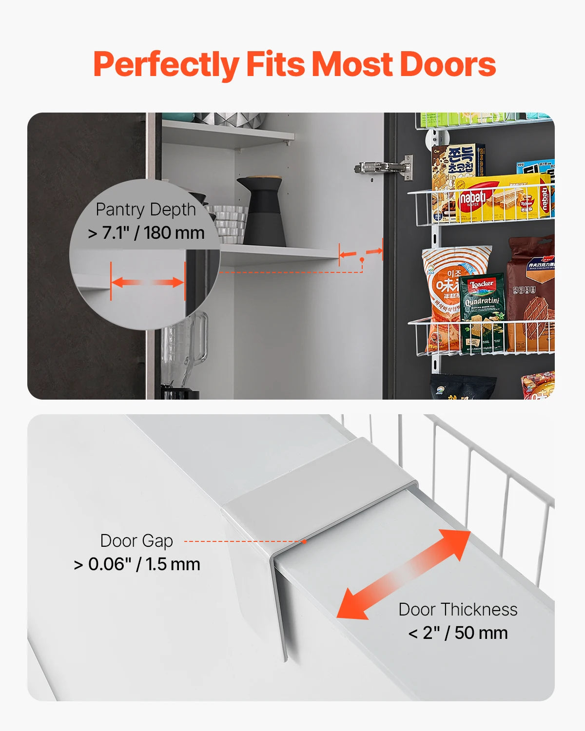 6/8/9/10 Tier over the Door Pantry Organizer Heavy-Duty Steel Hanging Spice Rack, Adjustable Wall Seasoning Shelves