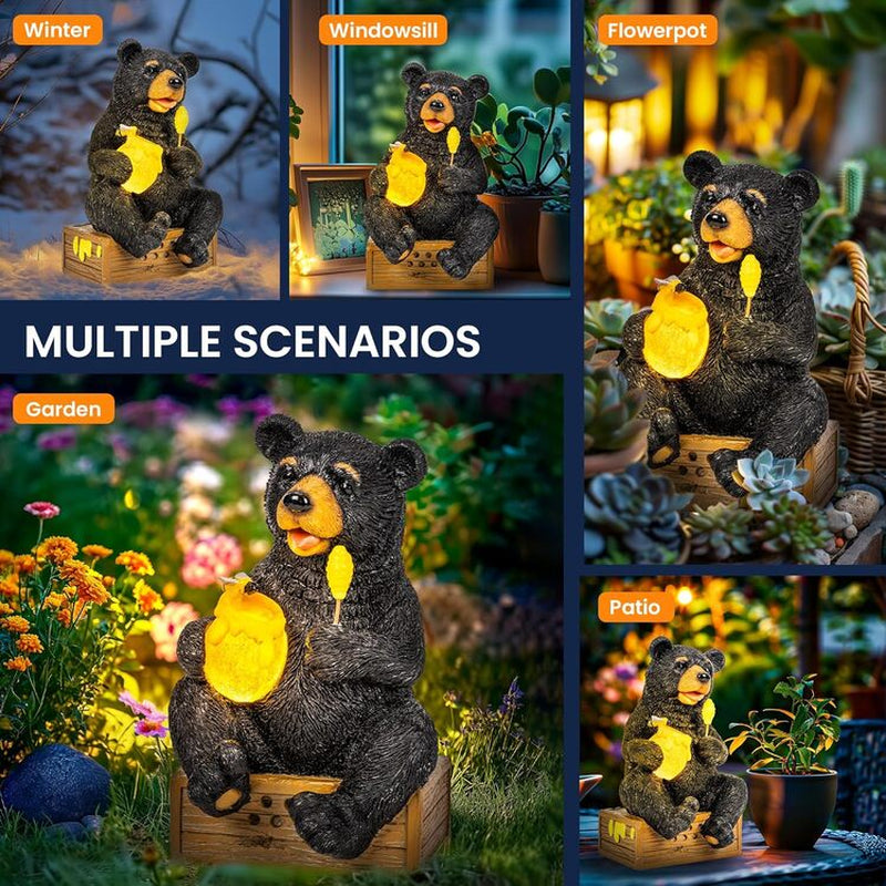 Solar Bear Garden Statue with Light – Outdoor Decor Gift for Mom
