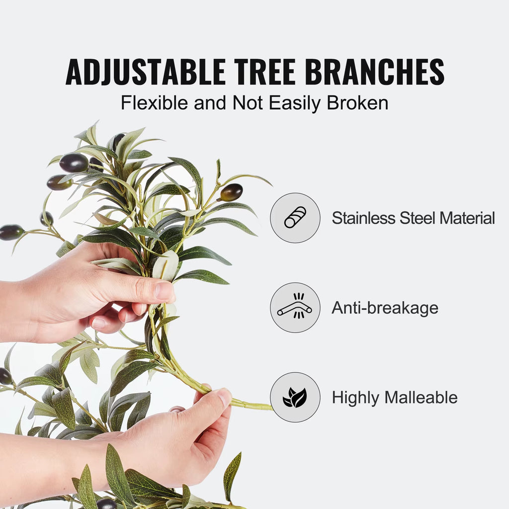 Artificial Olive Tree 4/5/6FT Tall Faux Plant Secure PE Material Anti-Tip Tilt Protection Low-Maintenance Tree for Home