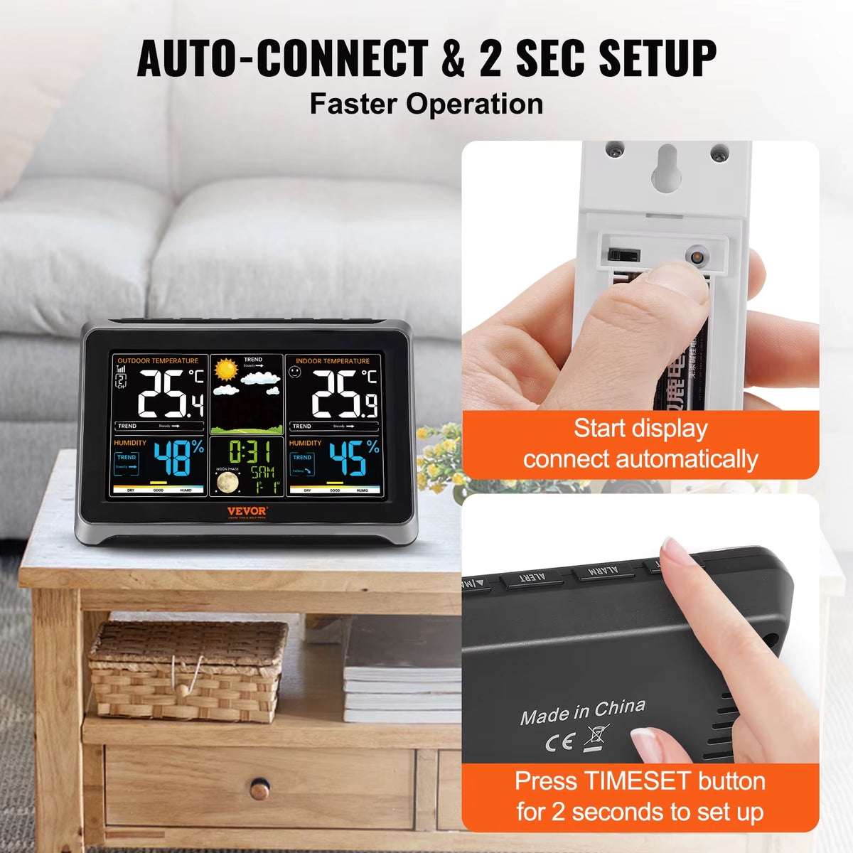 Wireless Weather Station — 7.5 in Color Display, Outdoor Sensor