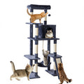 63In Cat Tree Tall Multi-Cat Climbing Tower for Pet Furniture Natural Sisal Scratching Posts Stable Pet House for Indoor Cat