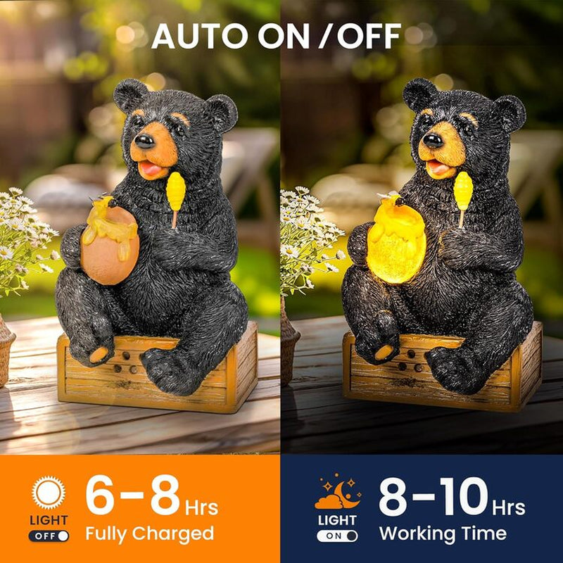 Solar Bear Garden Statue with Light – Outdoor Decor Gift for Mom