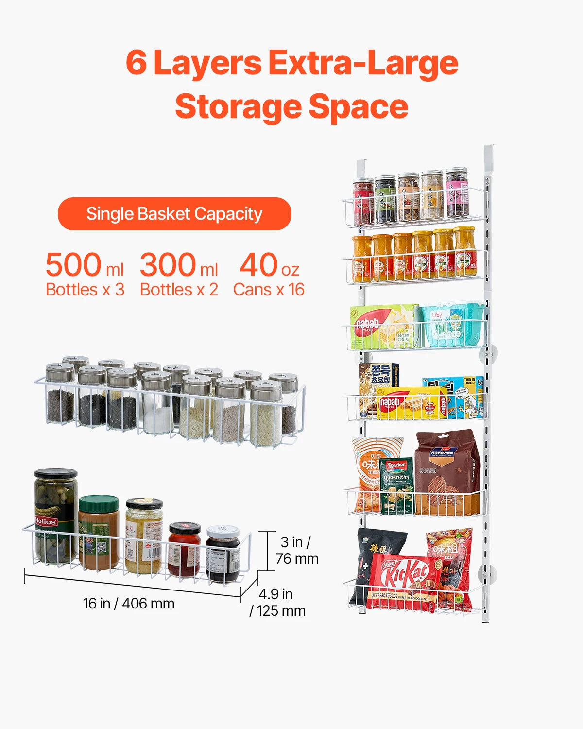 6/8/9/10 Tier over the Door Pantry Organizer Heavy-Duty Steel Hanging Spice Rack, Adjustable Wall Seasoning Shelves