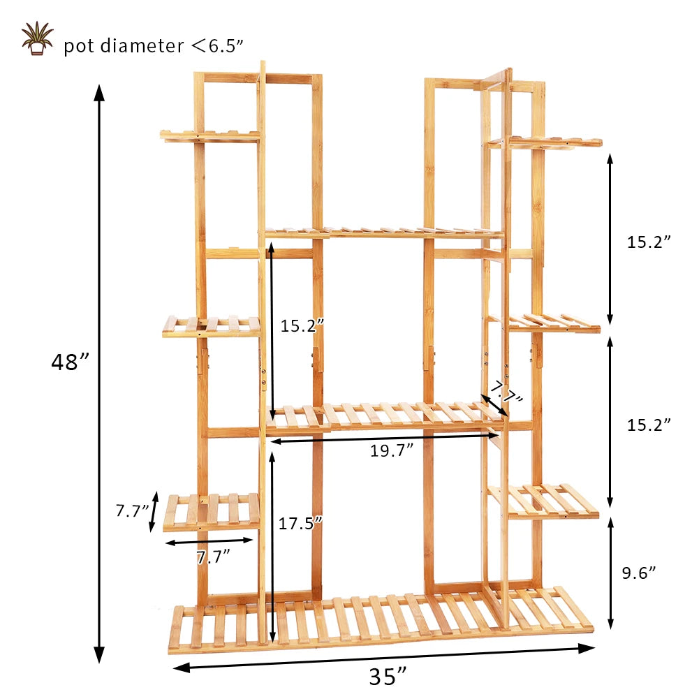 Extra Large 9-Tier Bamboo Plant Stand